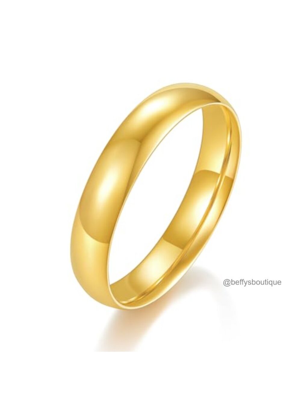 Waterproof 14K Gold Plated Stainless Steel 4mm Wedding Band Ring Size 6